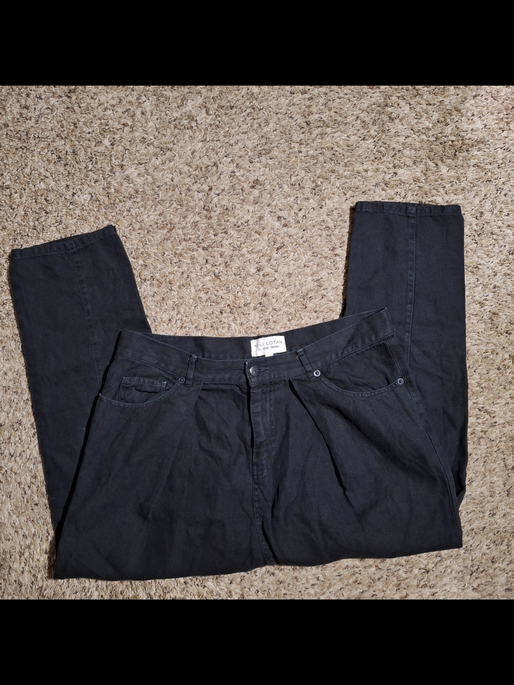 Nili Lotan Black Wide Leg Cotton Linen Blend Pants - Size 6